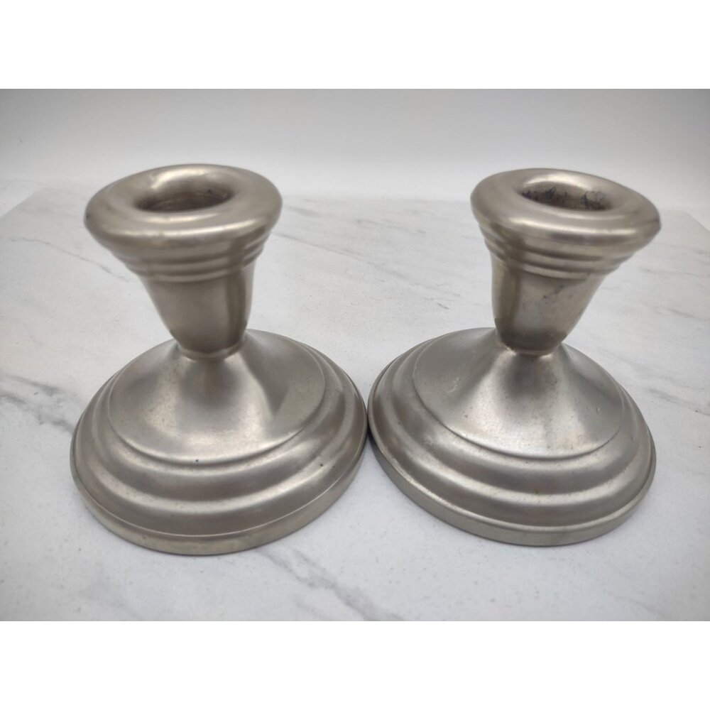 Vintage F.B. Rogers Pewterlite Candlestick Holders Lot of 2 Provincetown